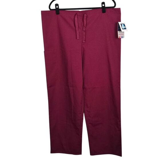 NWT ADAR Universal Unisex Maroon Sz M 504 Drawstring Scrub Pants Tapered Leg - Picture 1 of 9